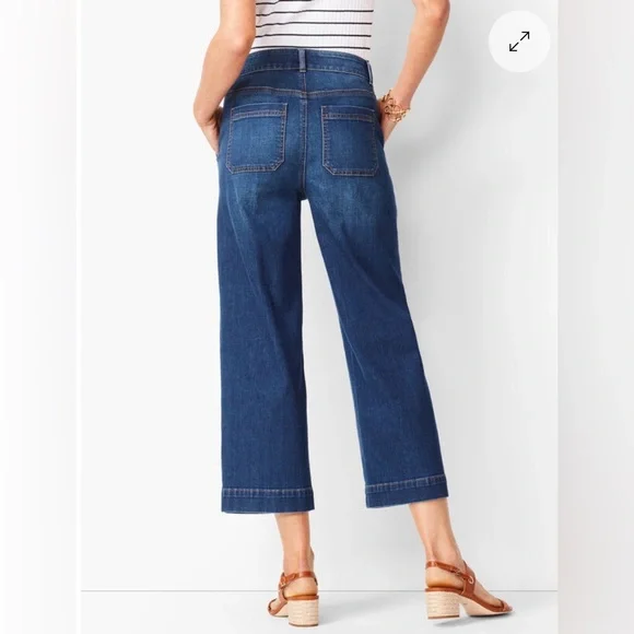 Talbots Flawless Denim Wide Leg Cropped Jeans Size 14 - Picture 2 of 8